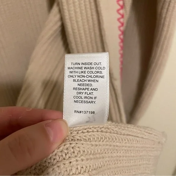 NWT Kerri Rosenthal Long Open Front Cream Cardigan Smiley Face XL - Picture 14 of 15